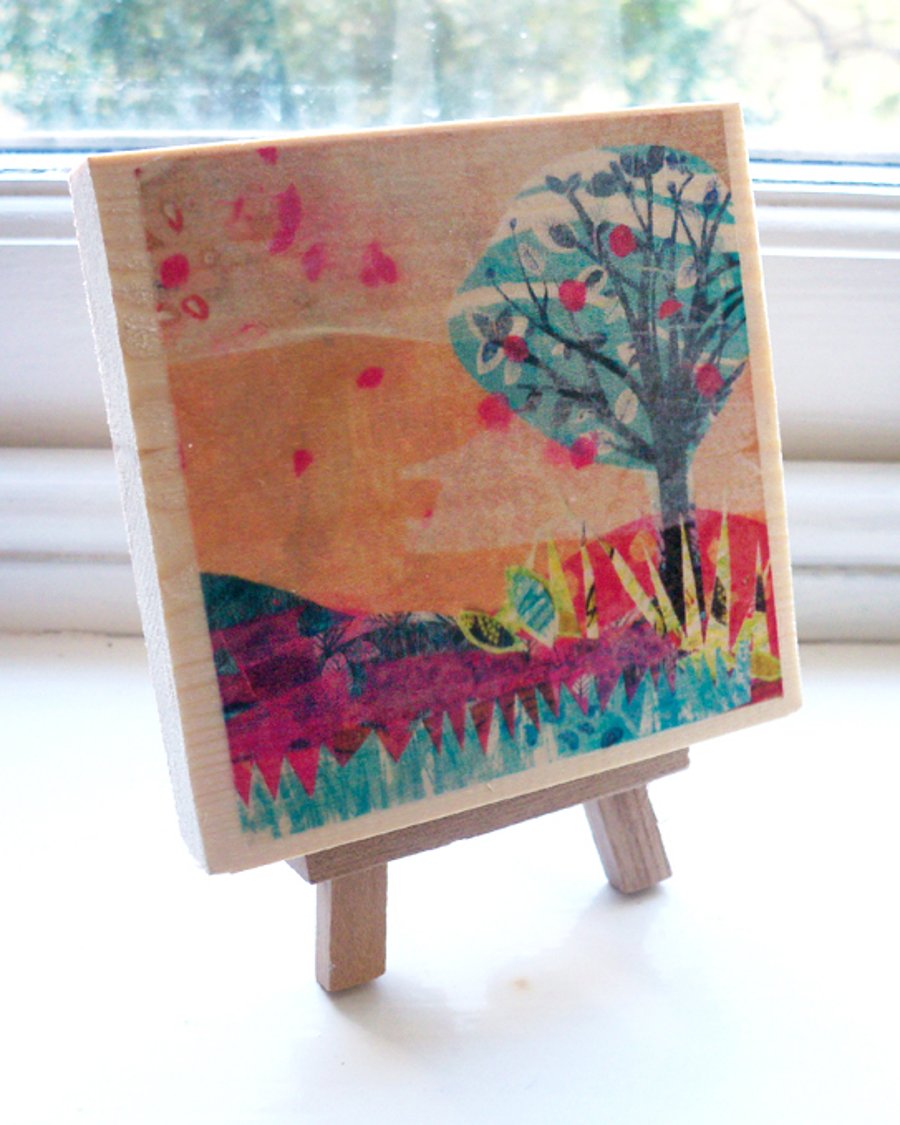 The Blue Tree - Decal Print Mounted on Spruce Wood