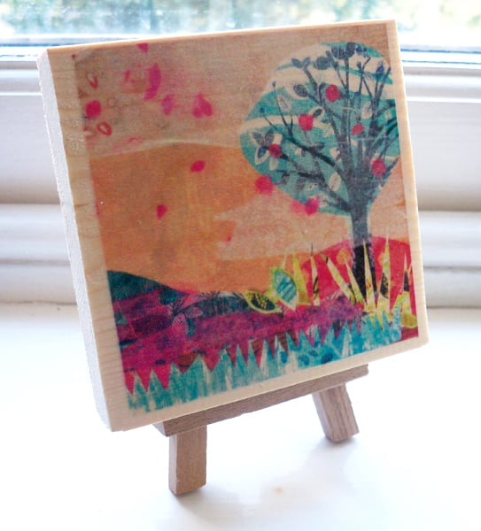 The Blue Tree - Decal Print Mounted on Spruce Wood