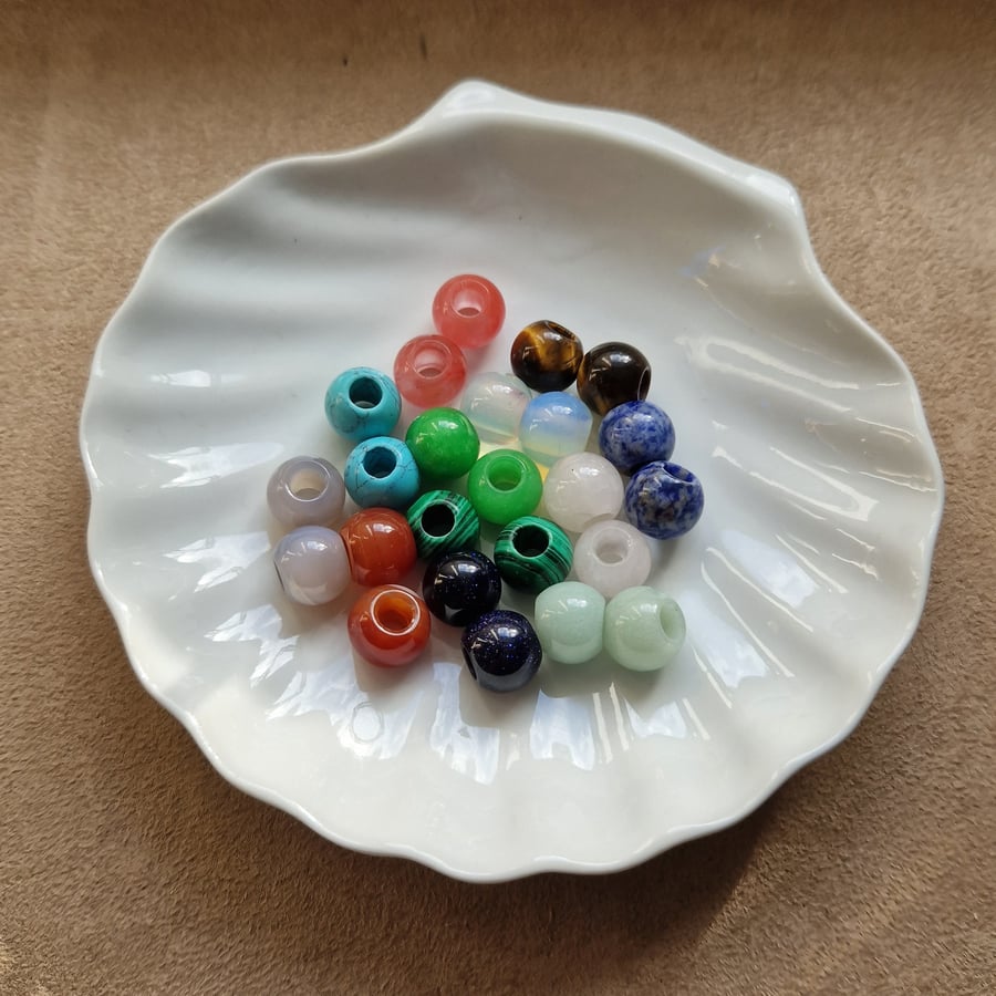 Beads European large hole 14x12mm mixed colours 24 