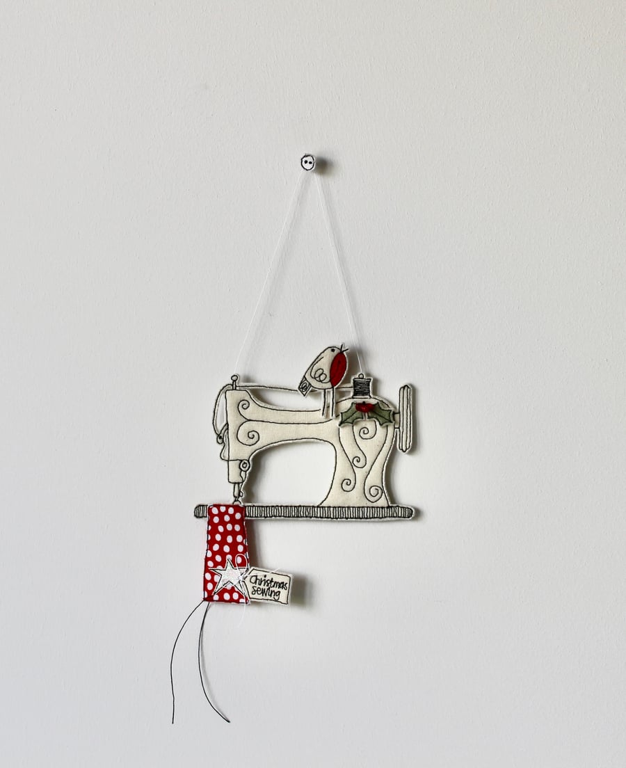 'Christmas Sewing' Sewing Machine - Hanging Decoration