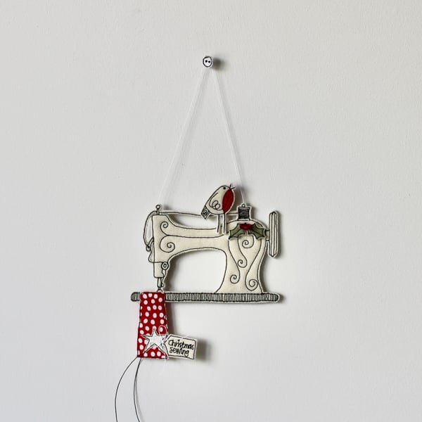 'Christmas Sewing' Sewing Machine - Hanging Decoration