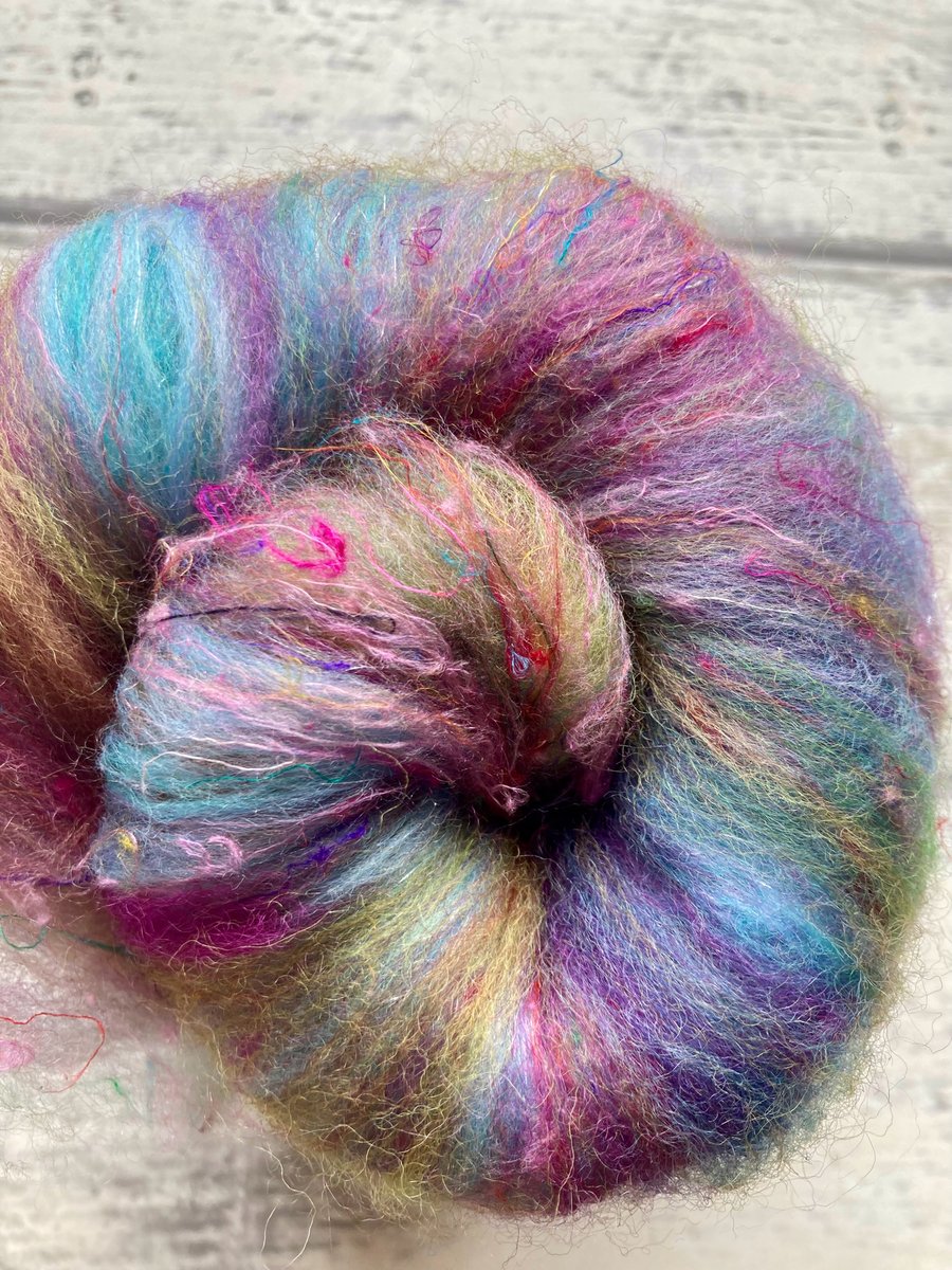 Mini Faery fluff fibre batt garden path 50g