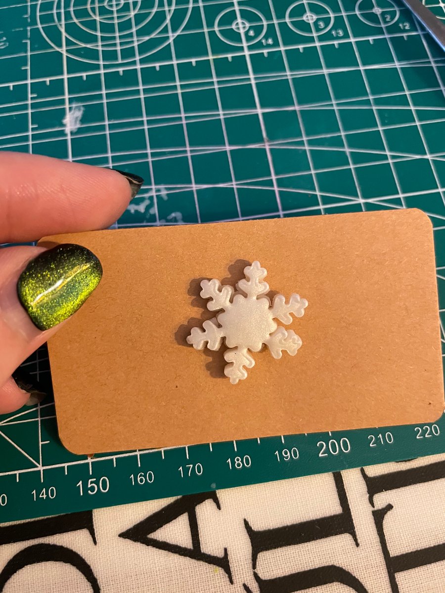 Handmade snowflake polymer clay pin badge 