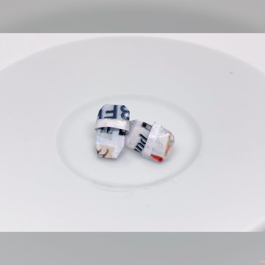 Origami Slippers Earrings, Paper Slippers Earrings, Tiny Stud Earrings, Slippers