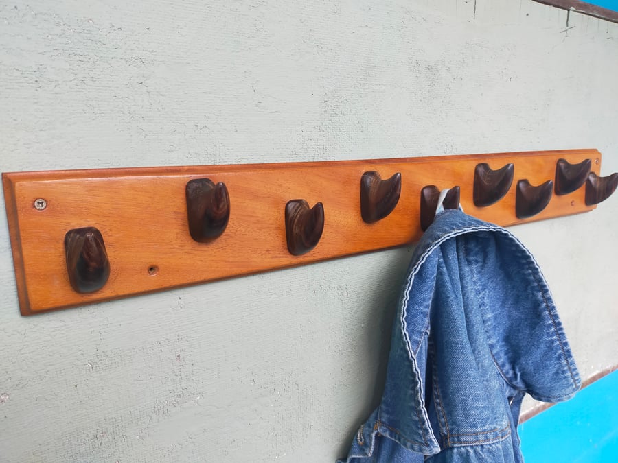 Mahogany and lignum vitae coat rack 