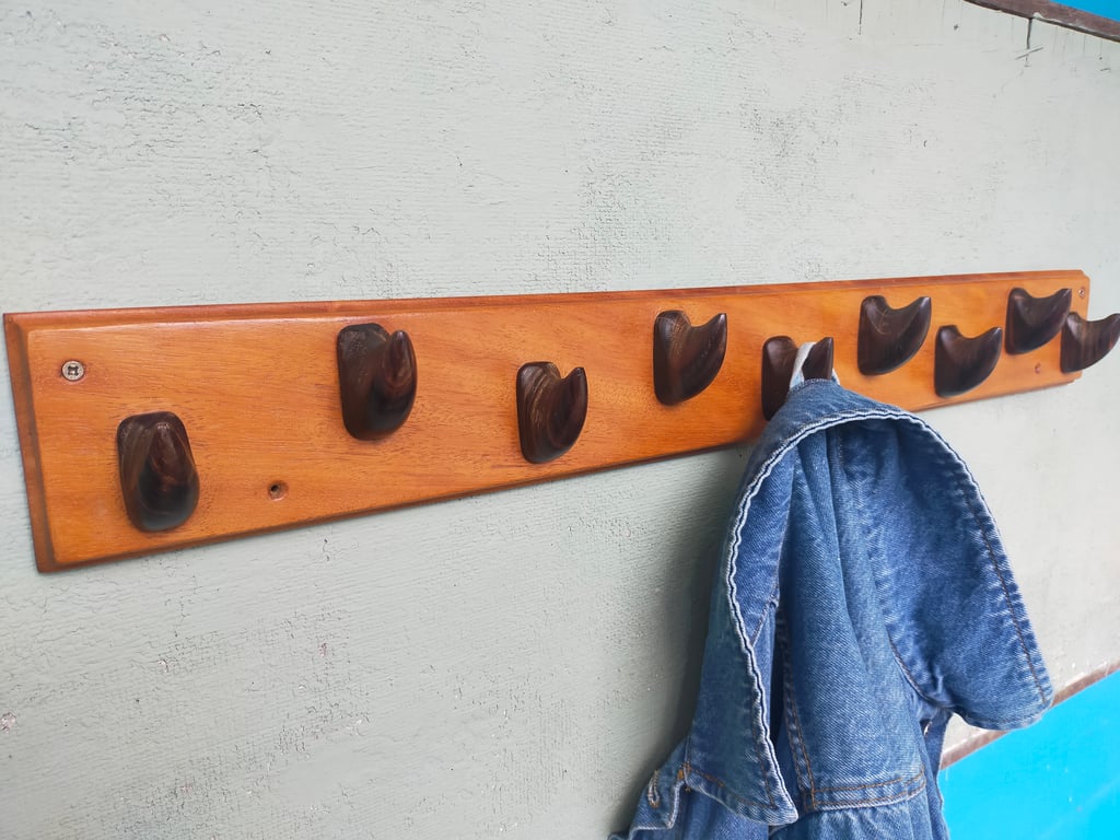 Mahogany and lignum vitae coat rack 