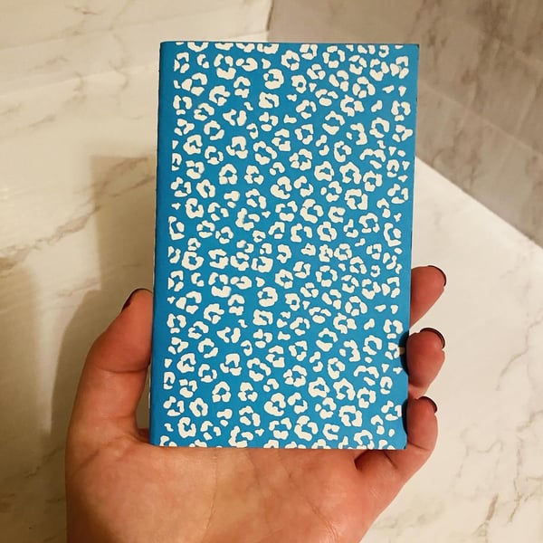 Blue A6 Animal Print Lined Pocket Size Notebook