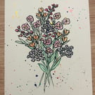 Hand-painted Flower Bouquet Card