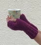 FINGERLESS MITTS , gloves '  Valley Tweed '. Merino Wool blend. Purple .