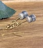 Silver Blue and Gold Czech Glass Earrings - Image 5