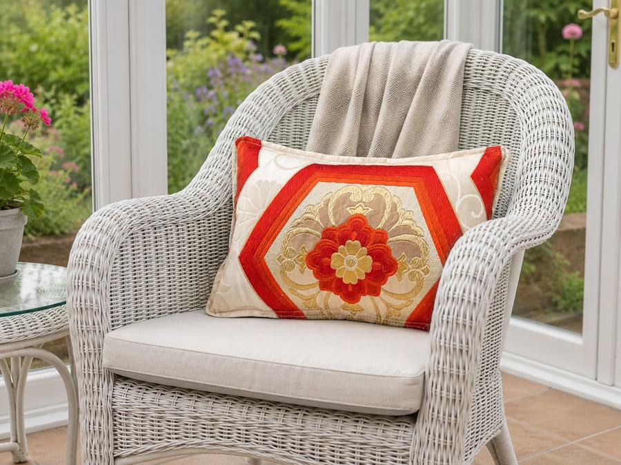 Harris Tweed and Vintage Japanese Silk Cushion