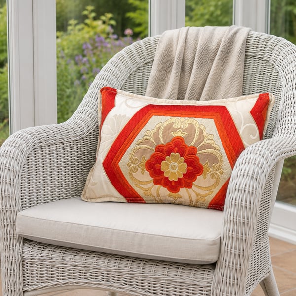 Harris Tweed and Vintage Japanese Silk Cushion