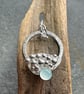 Fused sterling silver granulation pendant, chalcedony cabochon setting, handmade - Image 6