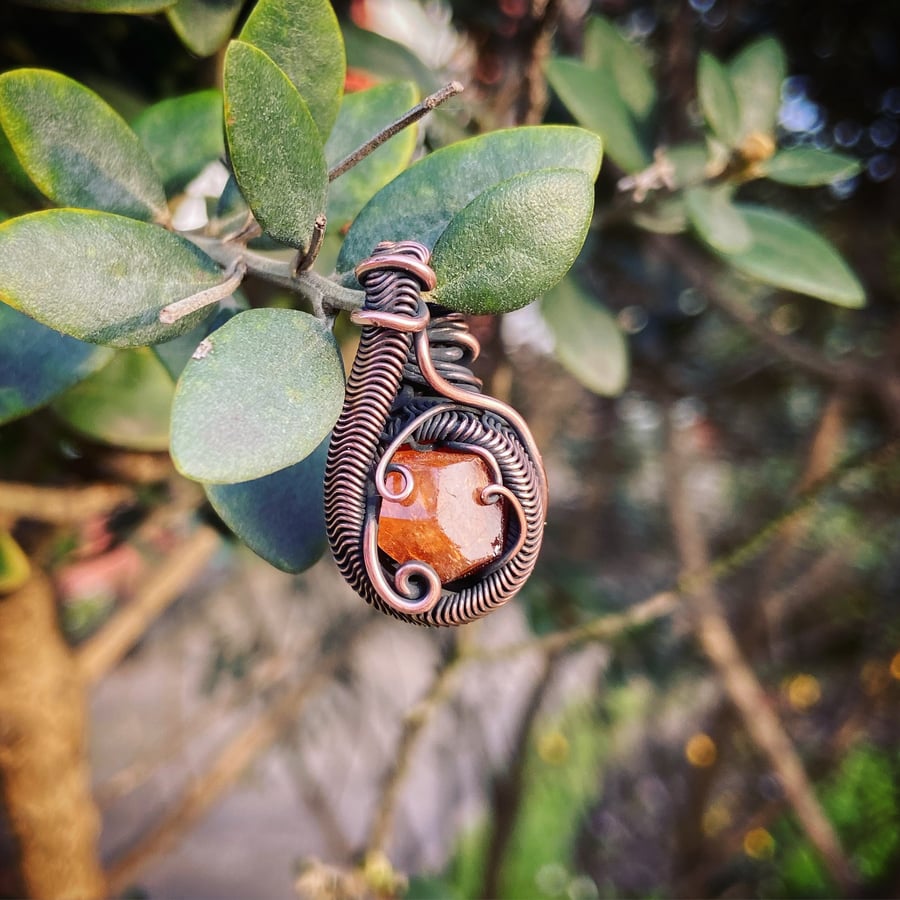 Spessartine Garnet Copper Pendant 