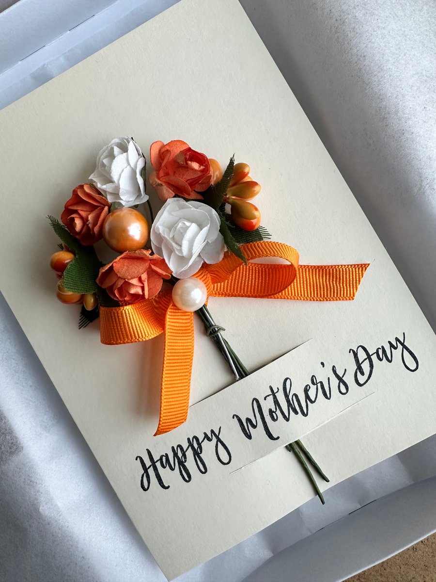 Orange floral Mother’s Day card keepsake gift for special Mum greetings card