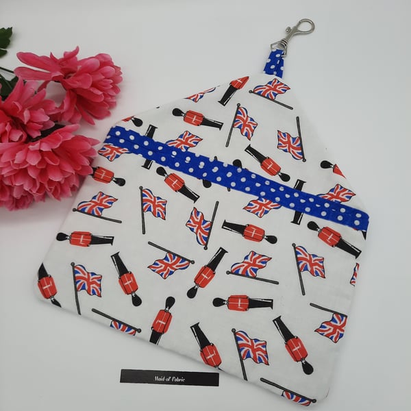 Peg bag, small,  sale,  Queens guard fabric, clip on, free uk delivery. 