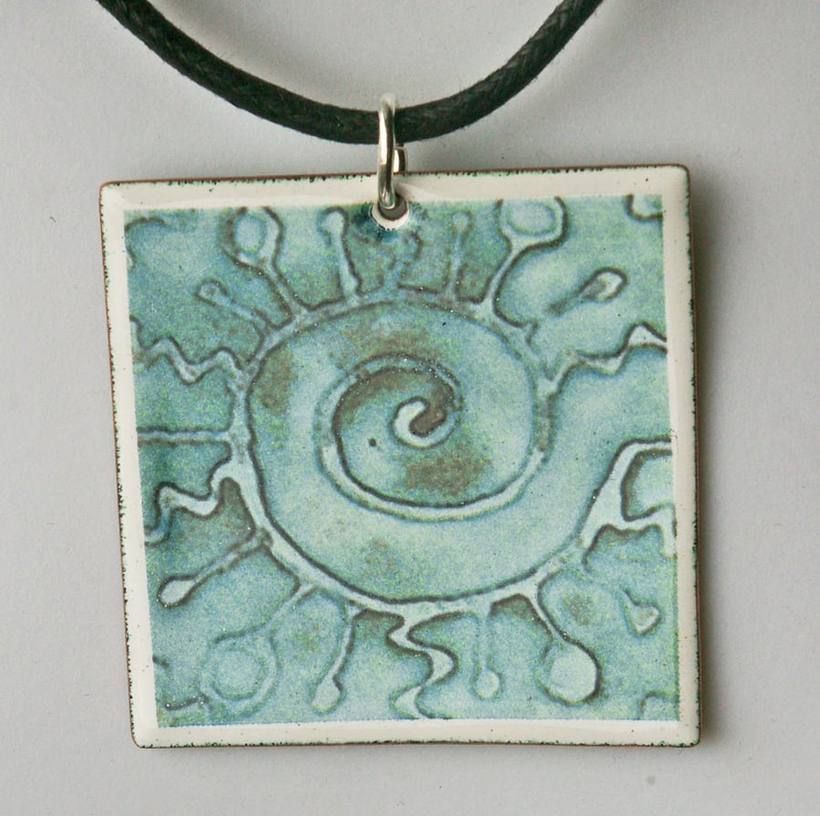 Spiral Microbe Square Pendant