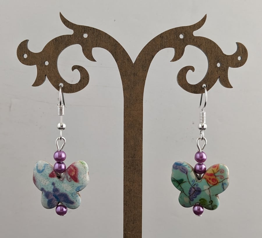 Ceramic butterfly earrings