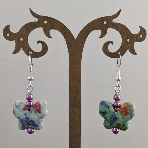 Ceramic butterfly earrings