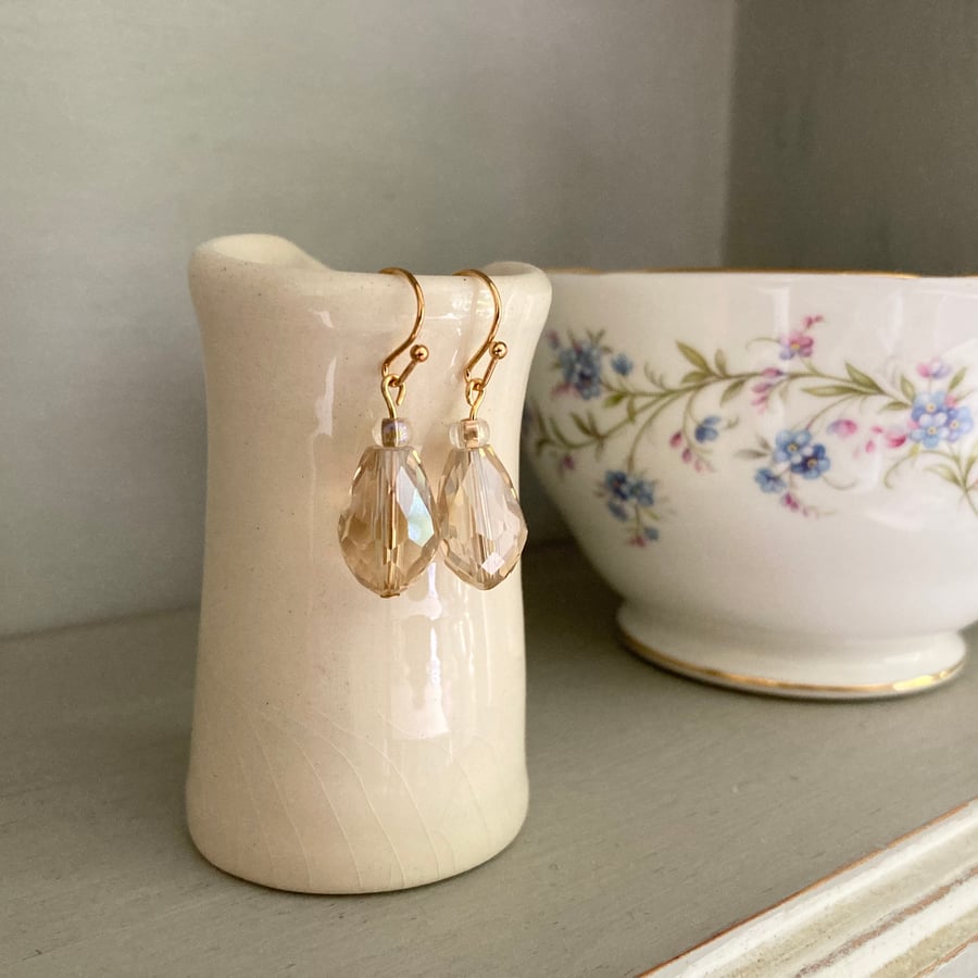 Pale gold sparkle bead earrings