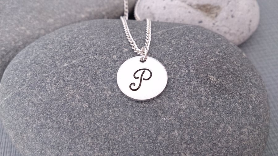 Personalised Initial Pendant, Hand Stamped, Initial Jewellery