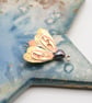 Handmade Brass and Bronze Moth Brooch with Freshwater Pearl - Image 6