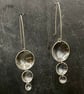 Silver Earrings-3 Oxidised Disks