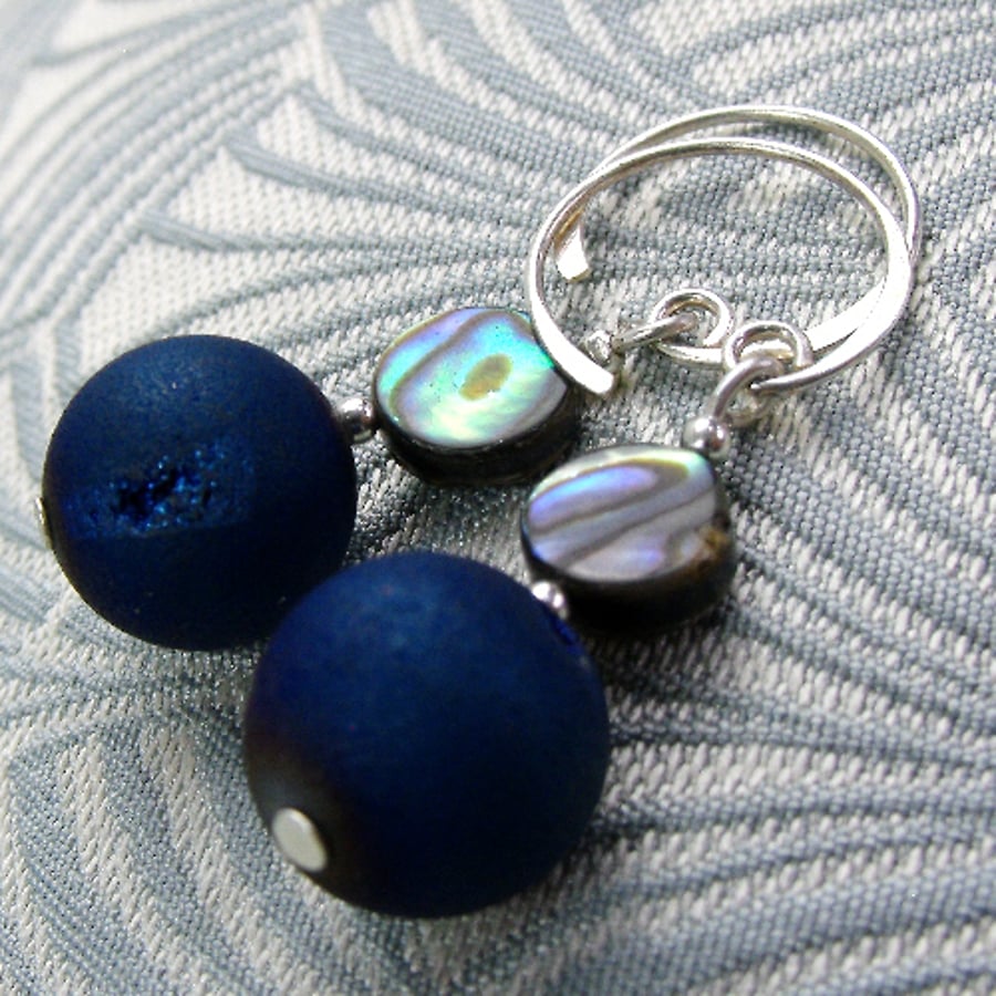 Blue Drop Earrings, Blue Semi-Precious Stone Earrings, Dangle Earrings DD34