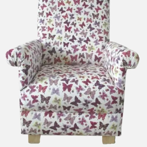 Girls Lilac Butterflies Fabric Armchair Children's Chair Pink Butterfly Bedroom 