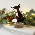Stained Glass Fox on an Ash wood base