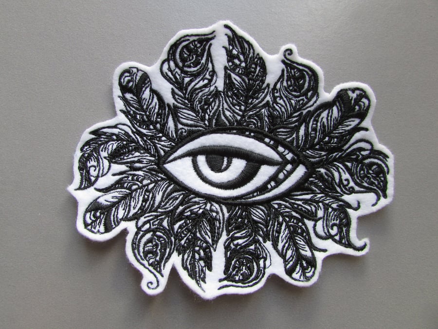 Eye Embroidered Sew on Applique Patch