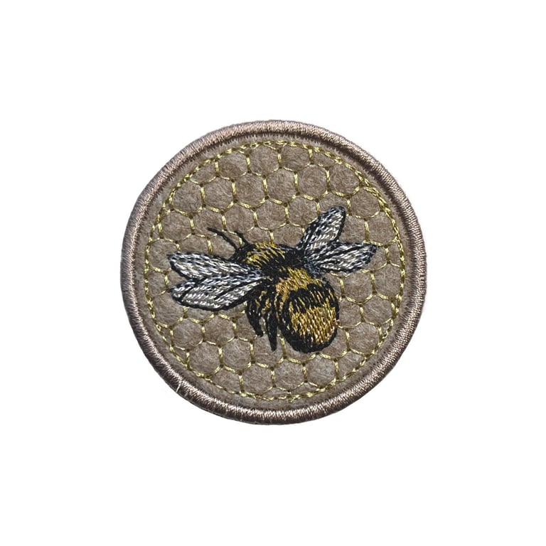 Embroidered Bee Patch: Wool Felt Sew-On patch