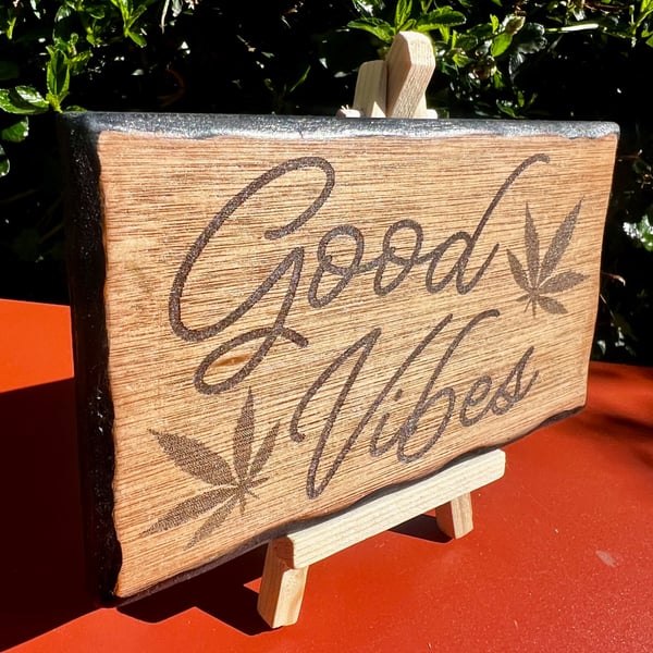 Good vibes wooden sign