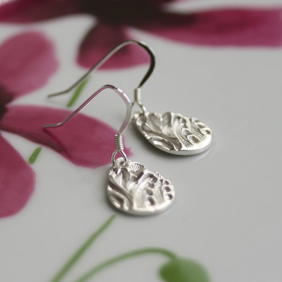 Silver earrings, Silver dangle, Pear drop earrings