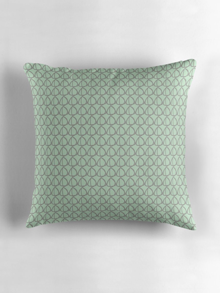 Mint Green and Grey Pattern Cushion Cover 16 inch