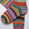 hand knit womens scrappy wool socks UK 5-7
