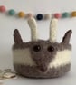 FELTED 'FUSSPOT'  BOWL , desk tidy. Deer, stag, fawn . Wildlife . Nature. 