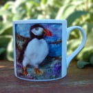 Puffin  Bone China mug: printed design from my original needlefelt  artwork