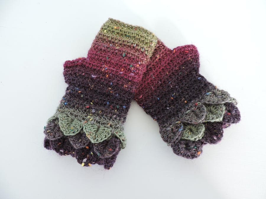 Fingerless Mitts Crochet with Fancy Cuffs