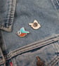 Blue tit wooden pin badge, British bird lover gift, blue tit brooch. - Image 6