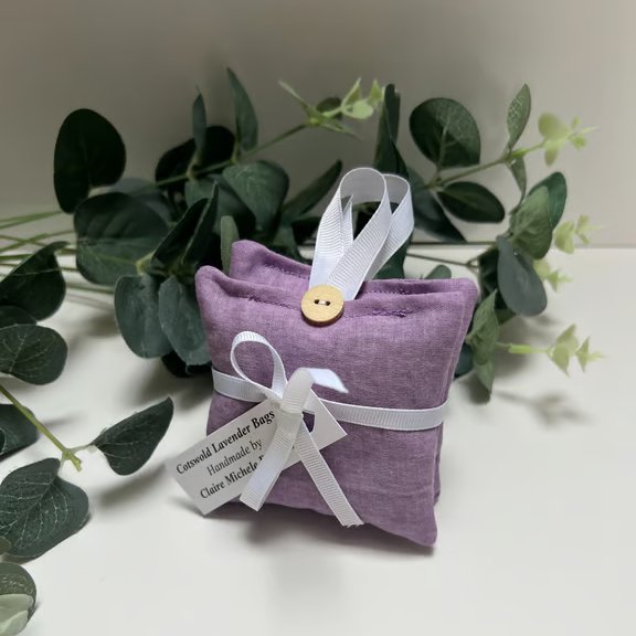 Lavender Sachets: Set of 2 in Lavender Solid Fabric Design, Handmade, Sleep
