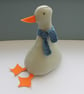 Vanessa Arbuthnott goose door stop. Duck doorstop green grey organic eco linen.