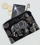 Elephant zippered coin or card purse 682M