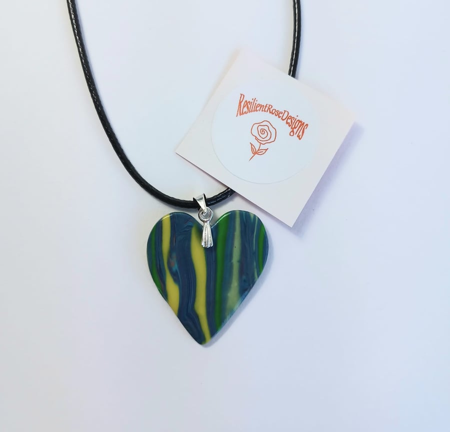 Unique marble effect heart shaped pendant