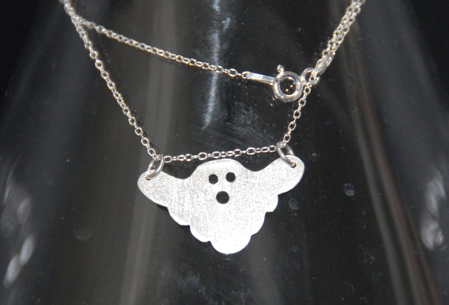 Blue Bunny Sterling Silver Ghost Charm – 3D Spooky Solid 925 Pendant For Halloween