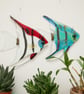 Fused Glass Angelfish, fish wall art or sun catcher 