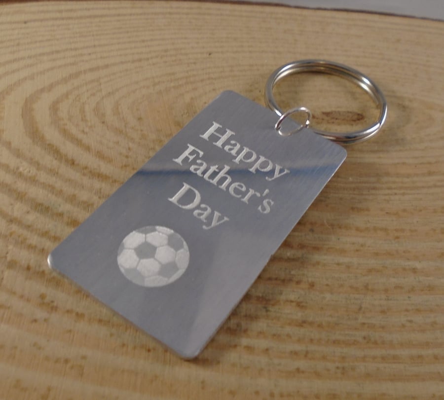 Aluminium Engraved 'Happy Father's Day' Football Keyring