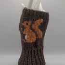 Fingerless mittens - squirrel -  free P&P