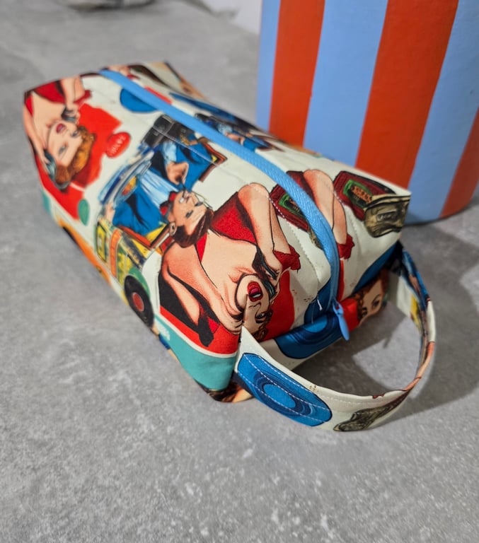 Handmade large retro make up bag