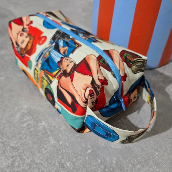 Handmade large retro make up bag